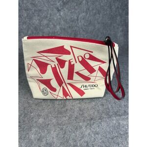 Shiseido‎ Ginza Tokyo Makeup Cosmetic Bag Pouch Zipper Red Canvas